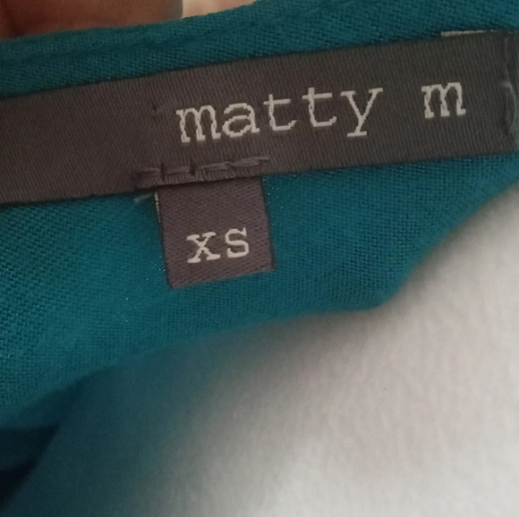 Matty M Teal Flowy Drape Front 100% Silk Blouse Made in USA Size XS - Picture 4 of 5